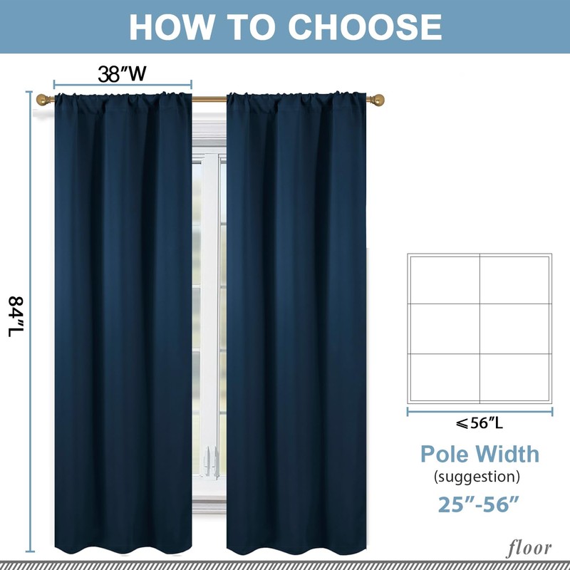 Diraysid Navy Blue Blackout Curtains for Bedroom and Living Room