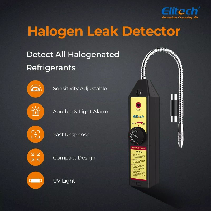 Elitech WJL-6000 Freon Leak Detector Halogen Gas Tester HVAC Refrigerant