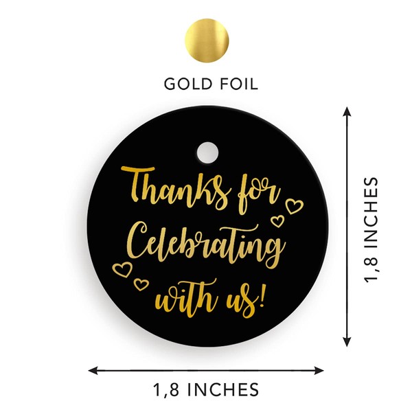 Thank You Tags Kraft, Gold Foil - 40 Pack - Wedding or Party, Hot Stamp Press (Circle Kraft 2)