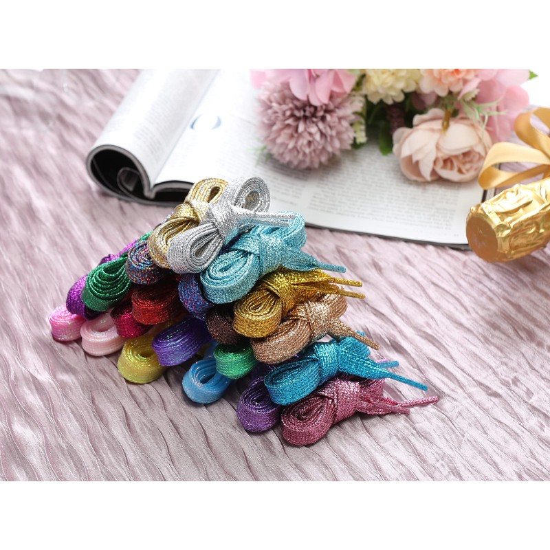 [Allegra K] Glossy Shoelaces, Flat Laces, Flat Laces, Shiny Laces,