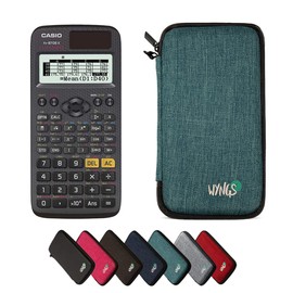 CALCUSO economy pack: Casio FX 87 DE X ClassWiz Technical Scientific Calculator + WYNGS Protective Case Turquoise