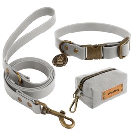 Wisedog Dog Collar and Leash Set Combo: Adjustable Pet Collars with Dog Leashes for Small Medium Large Dogs,Includes 1 Bonus of Poop Bag Holder (XL(Collar:16"- 25.5";Leash:6 ft), Grey)