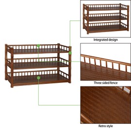 Kosten 3-Tier Counter Shelf Bathroom Organizer Spice Rack,19.7inch Retro Bamboo Brown Storage Rack with Bamboo strut for Dresser,Kitchen,Coffee Bar,Countertop