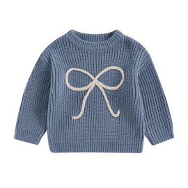 Douhoow Baby Knit Sweater Baby Girl Boy Sweaters Pullover Sweatshirt Unisex Baby Fall Winter Festival Clothes (Dark Blue, 18-24 Months)