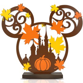 Fall Decorations Mouse Wooden Centerpiece for Table, Thanksgiving Mouse Pumpkin Decorations for Home Fall Harvest Party Fall Leaves Table Signs Thanksgiving Harvest Party Decoration