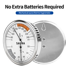 Chatthen Sauna Thermometer, Room Thermometer Indoor, 2 in 1 Hygrometer for Sauna Room Bathrooms, No Batteries Required