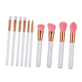 Ipetboom 10 Pcs Goat Hair Makeup Brushes Set Wooden Handle Professional Makeup Brush Kit for Women Concealer Eye Shadows Blush Face Powder