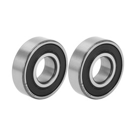 ACROPIX 6203DDU & Deep Groove Ball Bearings P5 17x40x12mm Lubricated Bearings Double Rubber Seal Black Silver Tone Scooter Skateboard Wheel - Pack of 2