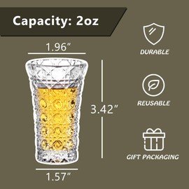 Jaepsing Shot Glasses, 2oz Shot Glasses Sets of 6/Heavy Base Shot Glass Set/Cute Shot Glasses/Fancy Shot Glasses/Bulk Shot Glasses/Tequila Shot/Cordial Glasses