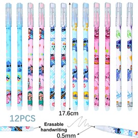 ADYEKSD Pack of 12 Erasable Pens, School Supplies, Children's Cartoon 0.5 mm Gel Pens, Erasable Pens with Animal Head, Rollerball Pen, Erasable for School Supplies, Office Supplies, Students