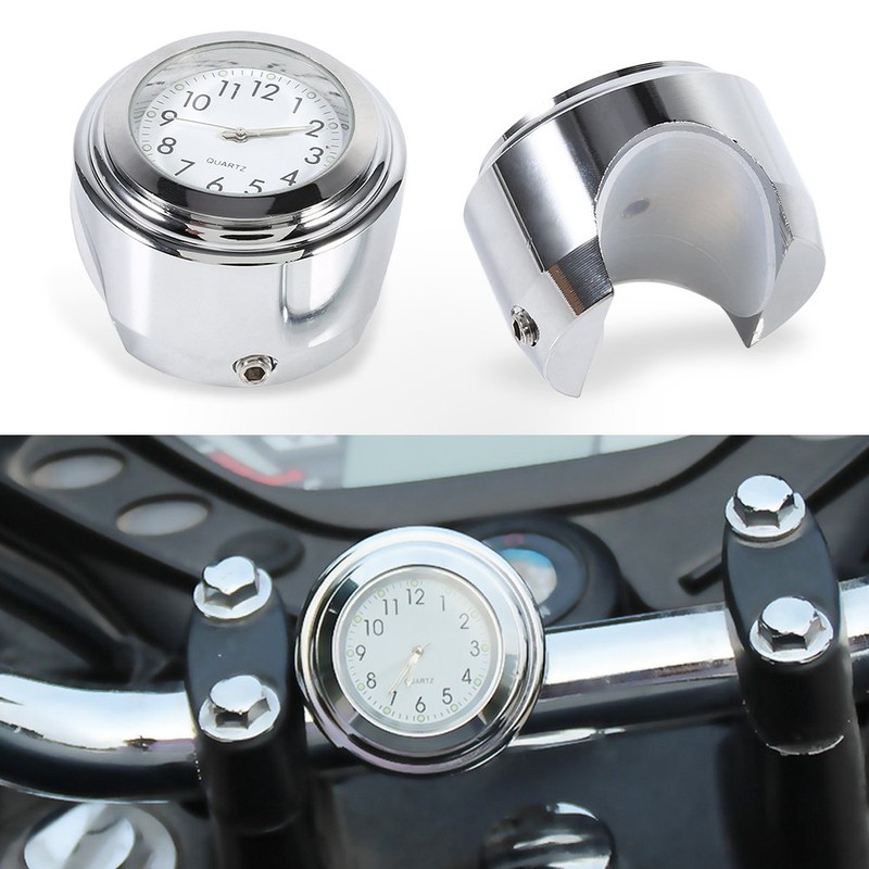 'Qiilu 7/8 "1 Motorcycle Handlebar Mount Clock Perfect Time Keep