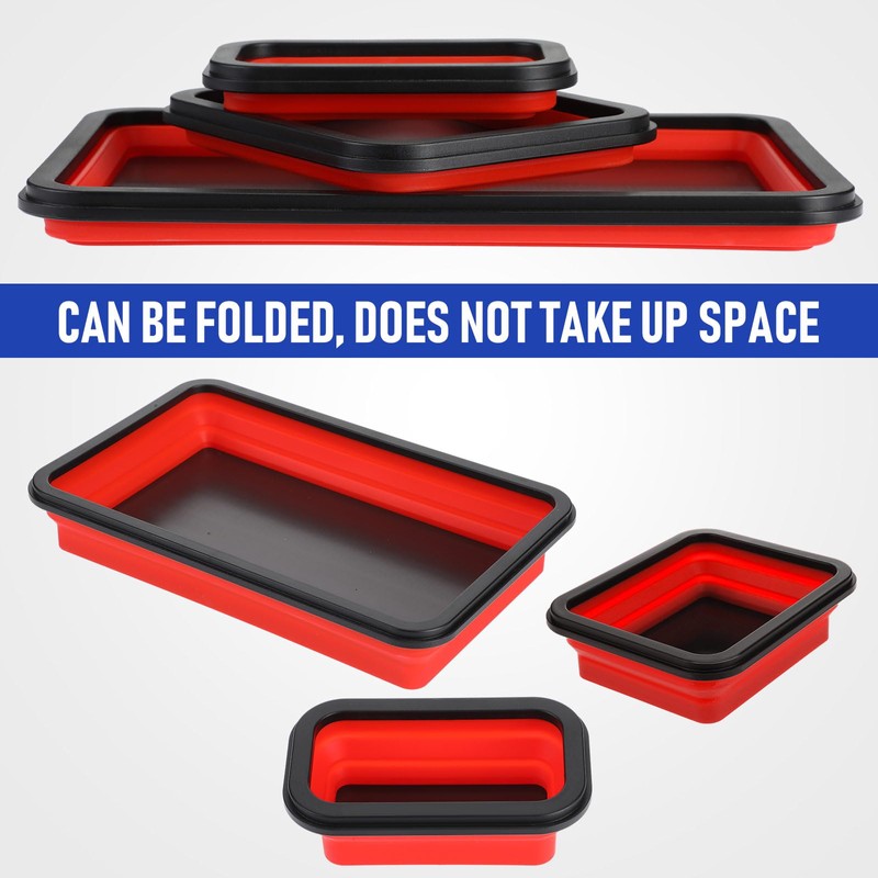 12 Pcs Collapsible Magnetic Parts Tray Set 3 Size,Multicolor