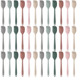 Honeydak 36 Pieces Mini Silicone Spatulas, 8.2 Inch Small Rubber Spatula Heat Resistant Non Stick Seamless Design Flexible Scrapers Kitchen Use Cooking Baking Mixing Tool (Lovely Color)