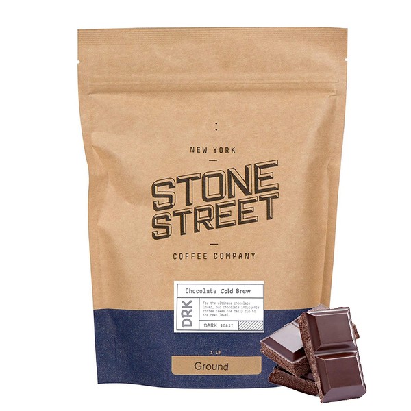 Stone Street Coffee Cold Brew Flavored Ground, Natural Chocolate Flavor, Coarse Grind, 1 LB Bag