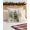 Woodland Animals Christmas Pillow Cover 18x18, Snowy Tree Decor
