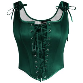 Scarlet Darkness Women Renaissance Pirate Bustier Corset Top Bodice Bodyshaper Deep Green Size 6