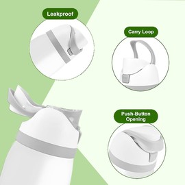 Replacement Lid for Owala FreeSip – Leak-Proof, One-Button Water Bottle Cap for 16oz, 24oz, 32oz, 40oz Bottles – Easy-to-Use, BPA-Free, Durable Replacement Accessory (White)