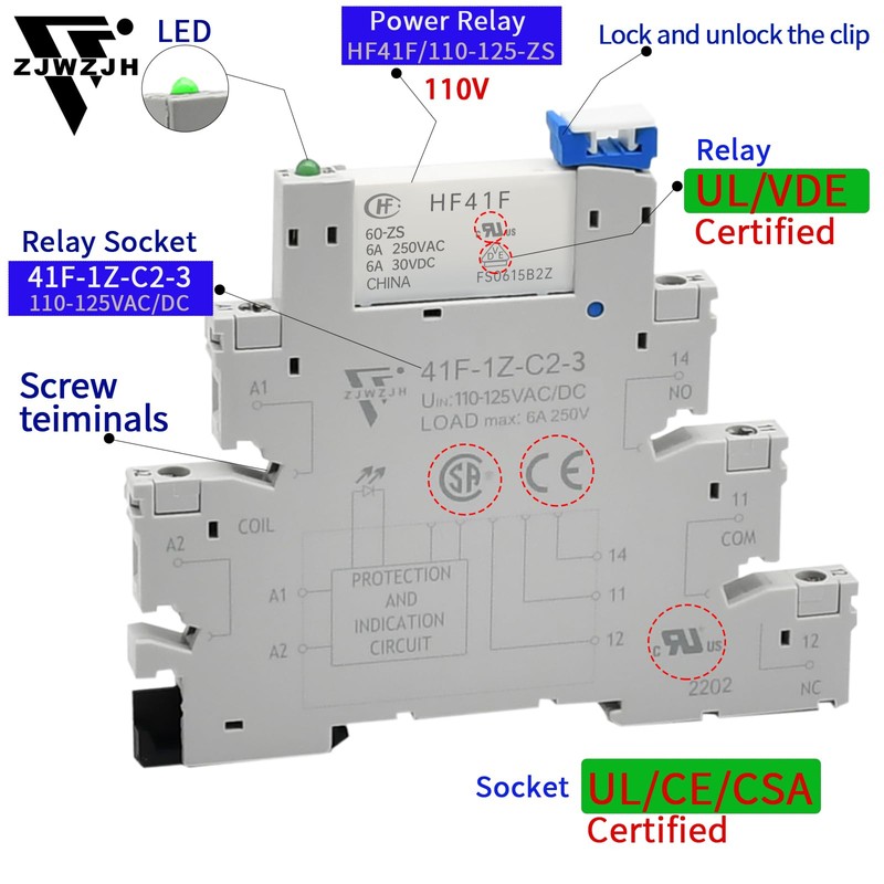 Electromechanical Relay Miniature Power Relay 110V/ 120V AC/DC HF41F/60-ZS 1NO