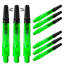 Harrows Darts 3 x Sets of Carbon 360 Dart Stems - 9 Dart Shafts in Total - Medium, Midi & Short (Green, Short)