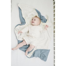 Konssy Baby Blankets for Unisex Boys Girls, Super Soft Nursery Minky Blankets with Muslin Cotton Front and Dotted Fleece Backing, Printed Bed Throws Newborn(Blue)