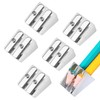Pack of 5 Pencil Sharpeners with Double Hole Sharpener, Pencil