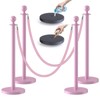 kaiyomi 4Pcs Stanchions with Pink Velvet Ropes Set, 5 Feet