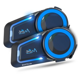 Motorcycle Bluetooth Headset【Mesh Intercom】【BT5.0 Double Chip】 1000M Motorcycle Communication Systems 8 Riders Motorcycle Helmet Bluetooth, CVC+DSP Noise Cancellation Music Share IP67 2Pack