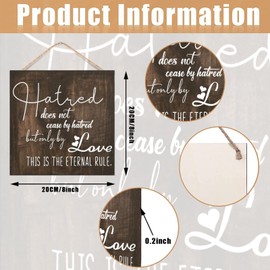 WengBeauty Hatred Does Not Cease by Hatred... Wood Sign, Modern Farmhouse Wall Decor Hanging Sign, Home Decor, Rustic Decor, Inspirational Motivational Plaque, Housewarming Gifts 8x8 Inch