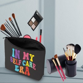 PWHAOO Mental Health Makeup Bag In My Self Care Era Cosmetic Bag Healing Gift Therapy Appreciation Gift (SELF CARE ERA B)