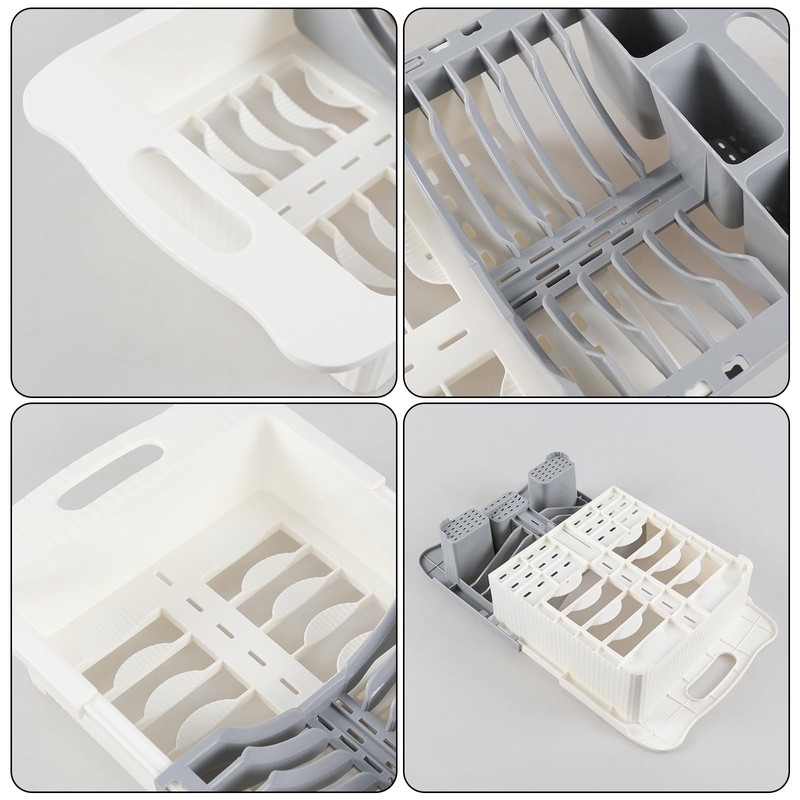 Nesmilers 1-Pack Plastic Adjustable Dish Drainer, Expandable Dish Drying Racks