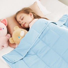 CuteKing Weighted Blanket - Weighted Blanket with Premium Glass Beads - Breathable Heavy Blanket for Comfort Sleep - Thick Blanket All Season (5lbs, 36"x48", Light Blue)