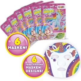 Inkee Galupy Unicorn Children's Face Mask, Pack of 6, 6 x Beauty Cloth Masks with Fruit Gum Aroma, Calendula and Chamomile Extracts, Moisturising Mask Face for Girls