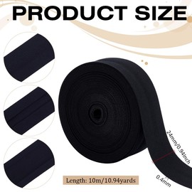 BENECREAT 10.9 Yards Single Fold Bias Tape, 1Inch Wide Black Bias Binding Tape Hemming Tape for DIY Garment Sewing, Seaming, Piping, Quilting