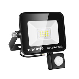 RIGIDON LED Spotlight with Motion Sensor 10 W 1000 LM LED Spotlight Outdoor Spotlight 6000 K Cool White IP66 Waterproof Floodlight Outdoor Lamp for Garden Garage Courtyards Sports Field Yard
