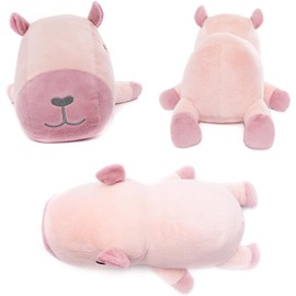 Kawaii Plush Pink Capybara Pillow – Soft Cuddly Stuffed Animal, 18.9 Inch