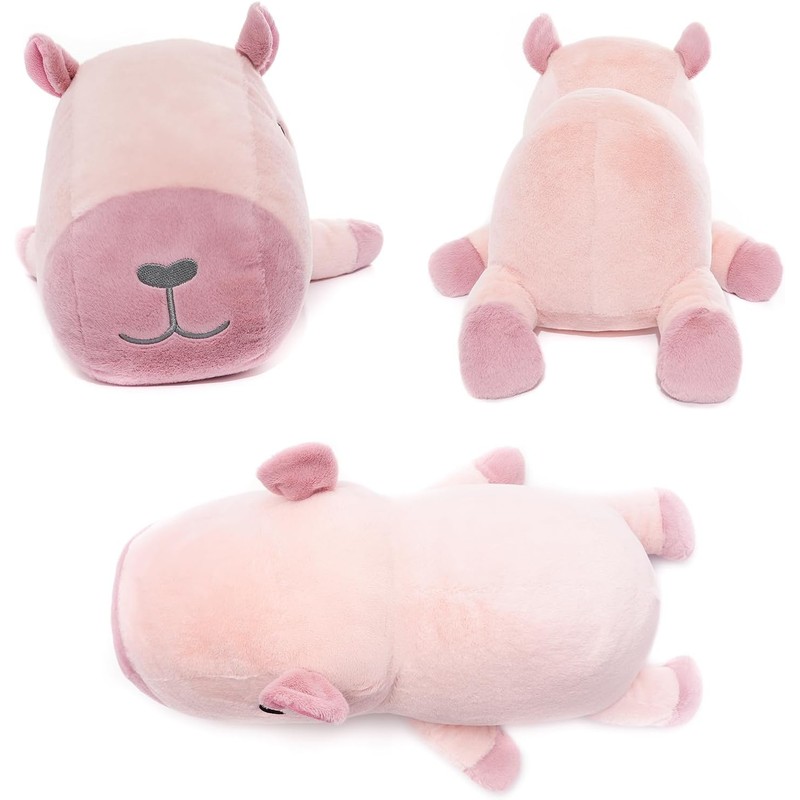 Kawaii Plush Pink Capybara Pillow – Soft Cuddly Stuffed Animal,