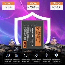 NP-W126s Battery for Fuji x100vi, X-T100, X-T200, X100F, X100V, X-S10, X-A5, X-A10, X-E3, X-E4, X-Pro2, X-Pro3, X-T1, X-T2, X-T3, X-T10, X-T20, X-T30, X-T30 II (2 Pack)