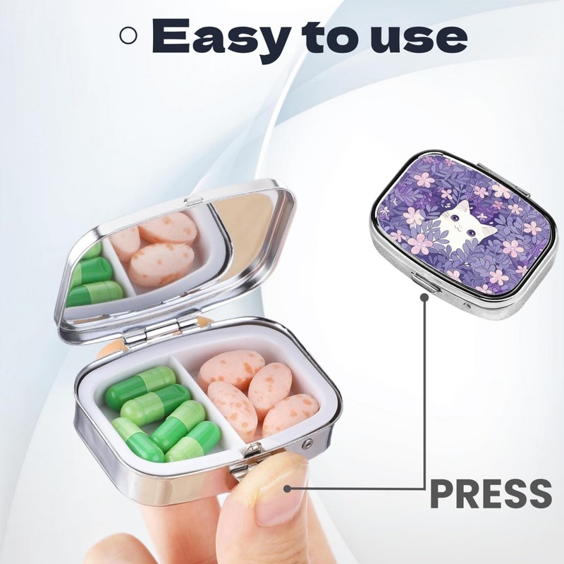 KWSAAHU Metal 2 Compartment Square Pill Organizer Sealed Travel Pill