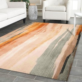 Eroyat Modern Art Low Pile Area Rug,4x6 Feet Easy Clean Living Room Bedroom Rug for Kitchen Dining Room Laundry Room,Non-Slip Comfortable Non-Shedding Thin Rug,Dark Orange