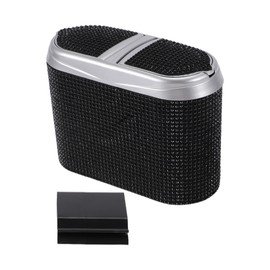 ACROPIX Car Trash Can Trash Bin Hanging 6.3" Length 2.8" Width 4.7" Height Black Rhinestone Plastic