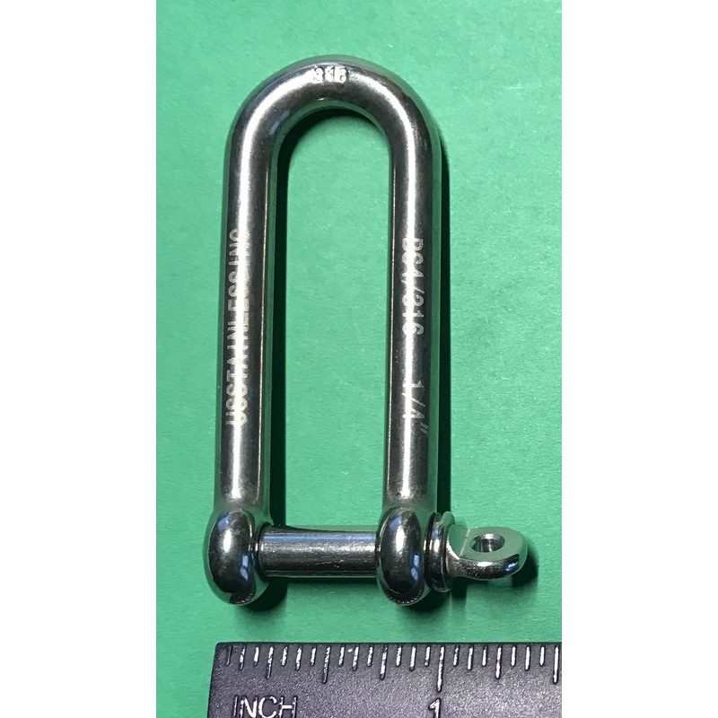 Stainless Steel 316 Long D Shackle 1/4" (6mm) Marine Grade