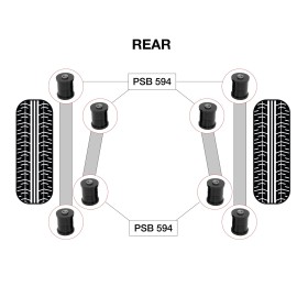 PSBushings 8x Rear - Upper & Lower Arm Polyurethane Bushing Kit - Fits Infiniti QX4 (96-04)