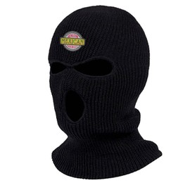 Genuine Mexican Embroidered Three Hole Ski Mask Full Face Cover Knitted Embroidery Warm Graphic Balaclava (Black)