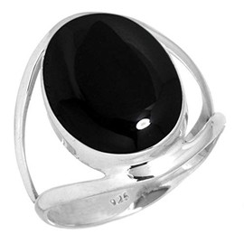 Jeweloporium 925 Silver Ring for Women Size R 1/2 Genuine Black Onyx Gemstone Costume Silver Ring Wedding Gift Vintage Jewelry