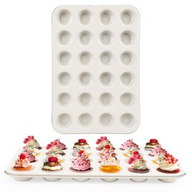 Spmarkt 2-Pack 24-cup Beige Miffin Pan, Non-Stick Cupcake Muffin Tin, Ceramic Coating Safe Baking Cupcake Pan