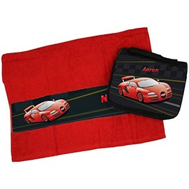 Eurofoto Towel and Wash Bag Set with Name Noel and Car Motif for Boys | Towel and Wash Bag Printed |