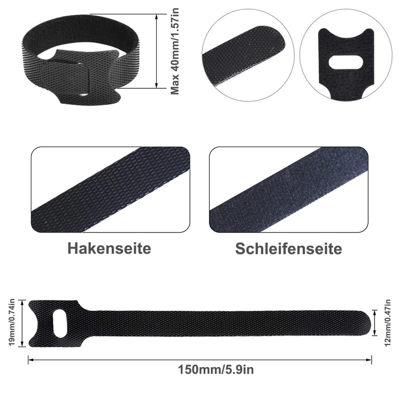 Cable Ties Adjustable Cable Ties Organizer Multipurpose Hook Loop Cable