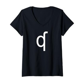 Womens Latin Small Letter Q with Hook V-Neck T-Shirt