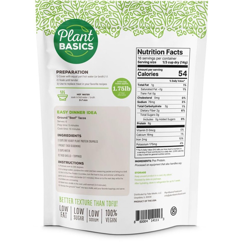 Plant Basics - Hearty Plant Protein - Unflavored Crumbles, 8