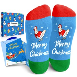 HAPPYPOP Christmas Gifts Stocking Socks for Teens - Secret Santa Socks Xmas Stocking Stuffers for Chicken Lovers Christmas Rooster Gifts